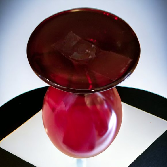 Ruby Red Wine Glass Set of 4 MCM Hand Blown Water/Wine Stemware Goblets - Picture 11 of 12
